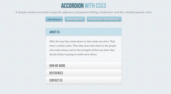 CSS3手风琴菜单特效代码
