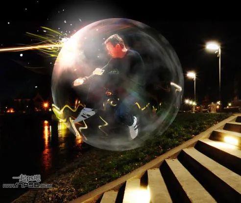 滤镜作图，在ps中用滤镜制作人在气体保护球的奇幻效果_