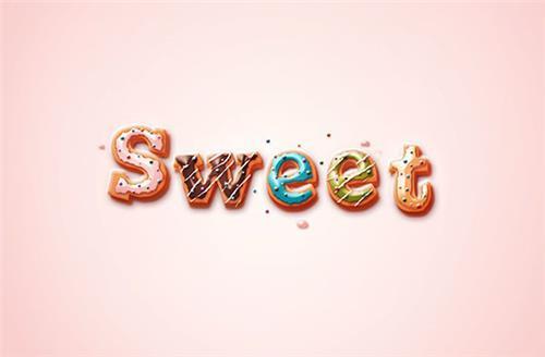 立体字，通过PS设计精美的甜品立体奶油字_