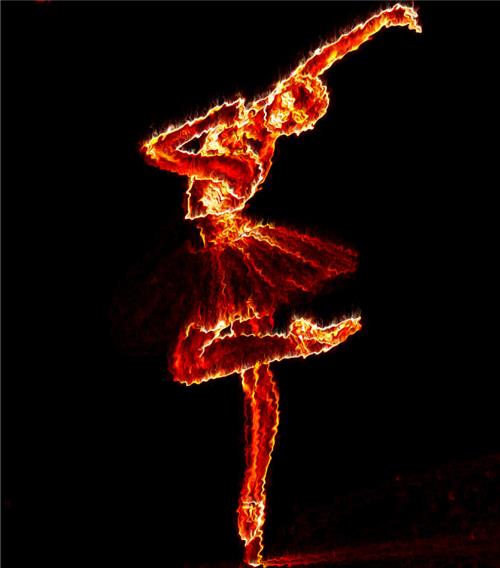 火焰效果，通过PS中的滤镜把芭蕾舞者做成“火影舞者”_