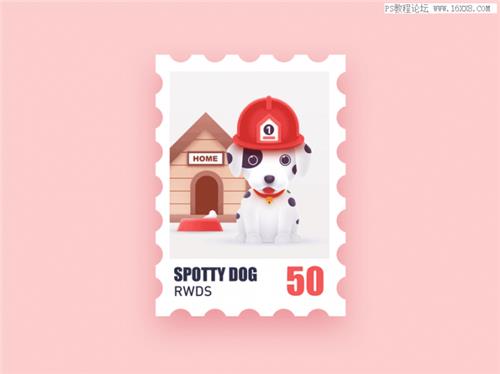 卡通风格，用PS设计一款卡通风格的可爱小狗邮票_