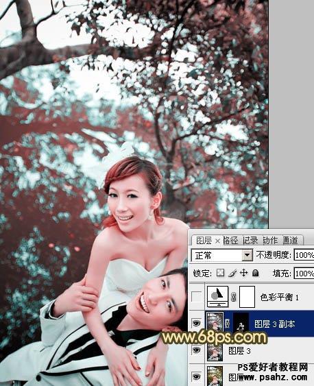 photoshp打造暗调青黄色树林婚片效果实例教程