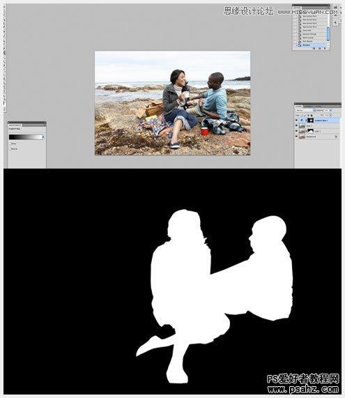 photoshop调出海滩一对国外情侣照质感蓝色调