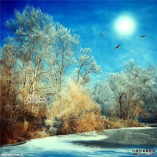 photoshop调出雪景照片清爽的淡蓝色调